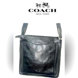 Coach New York Beckett Pocket Crossbody, Pebble Black Leather, Adjustable Strap